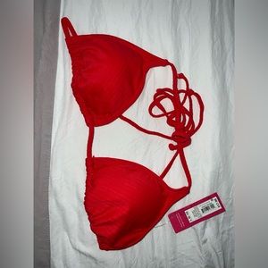 Size large red bikini top